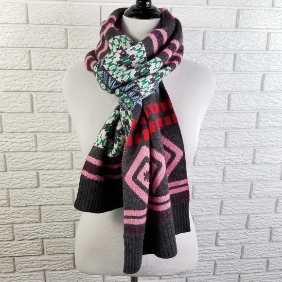 J Crew Abstract Fair Isle Wool Cashmere Scarf - Picture 2 of 6